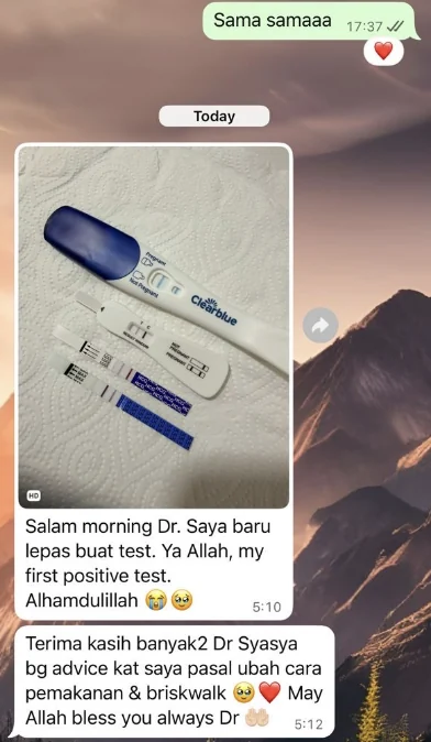 Mesej pesakit berkongsi berita gembira