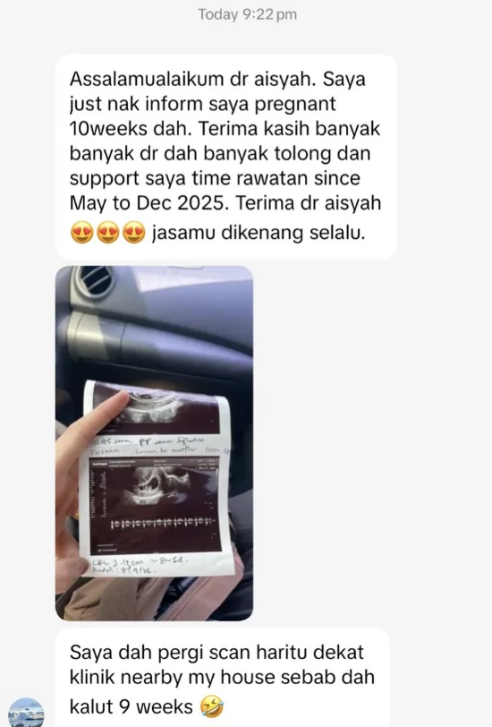 Mesej pesakit berkongsi imbasan kehamilan